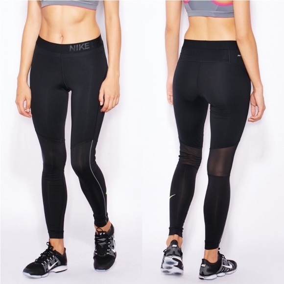 Nike Dri Fit Hyperwarm Pro Mesh Panel Leggings Tights Womens Black Size XS - Picture 1 of 16